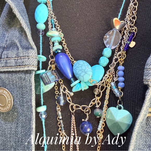 Alquimia Turquoise and Gold Multi-Layer Necklace - Picture 3 of 7